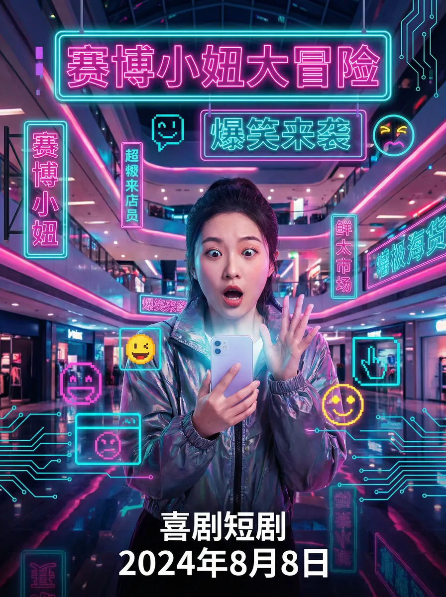抖奶 搞笑喜剧短剧 - 赛博小妞大冒险海报